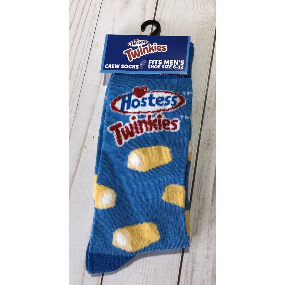 Hostess Twinkies Novelty Funky Print Crew Socks Sz 6-12 Adult Pair Odd Sox NEW